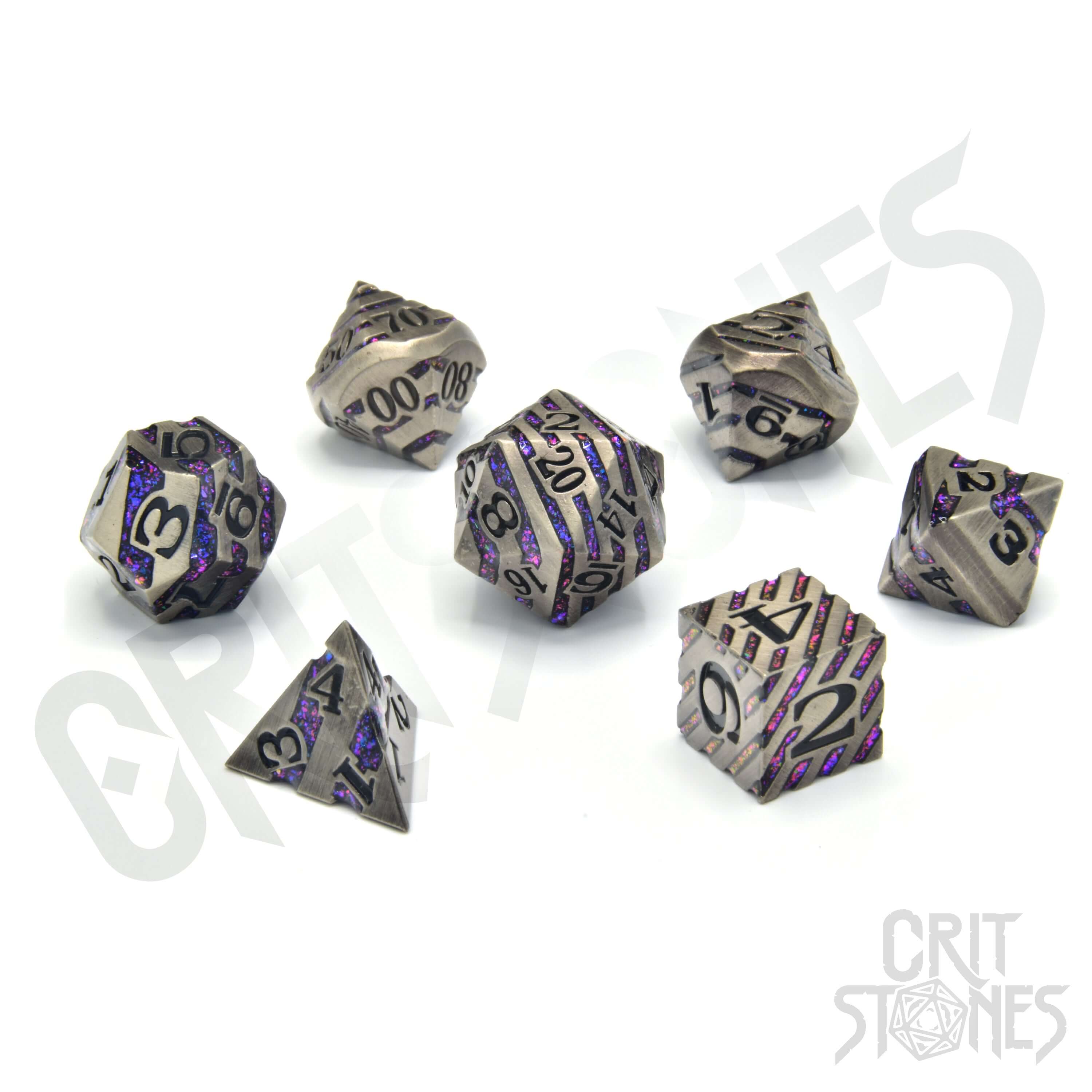 Deals 7 Piece Black Dice with Purple Mica Stripe