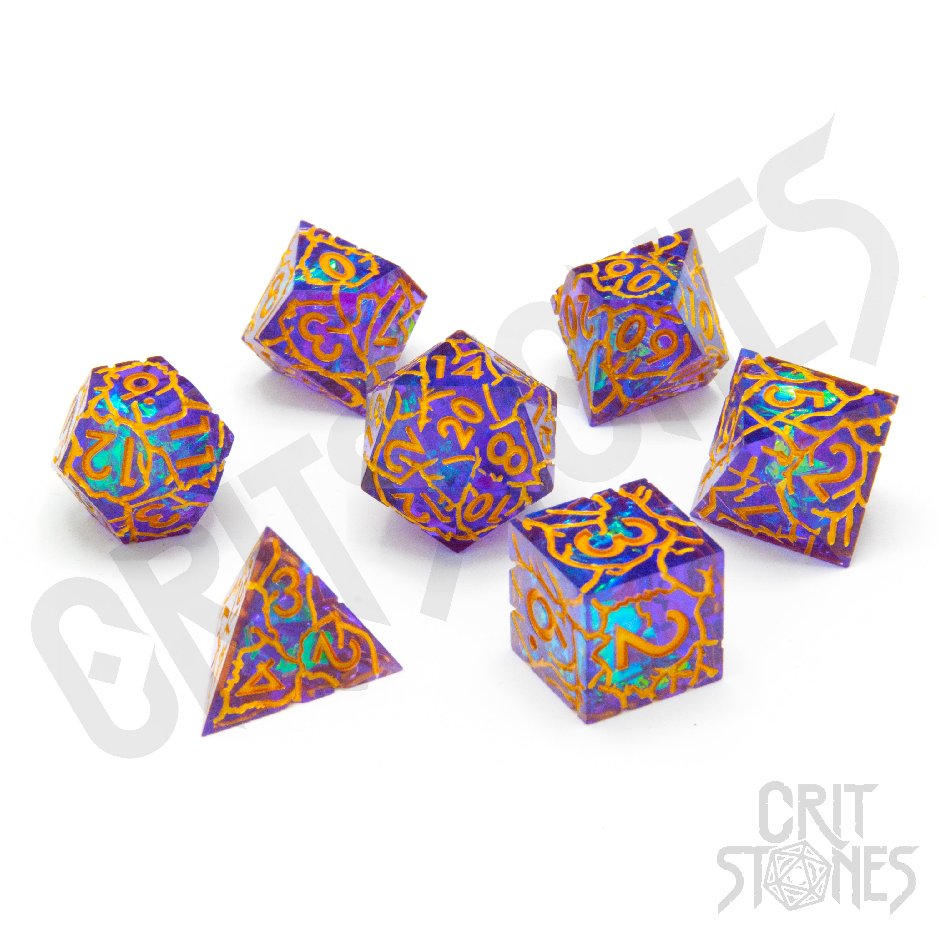 Radiant Rune Sharp Edge Resin RPG Dice Set