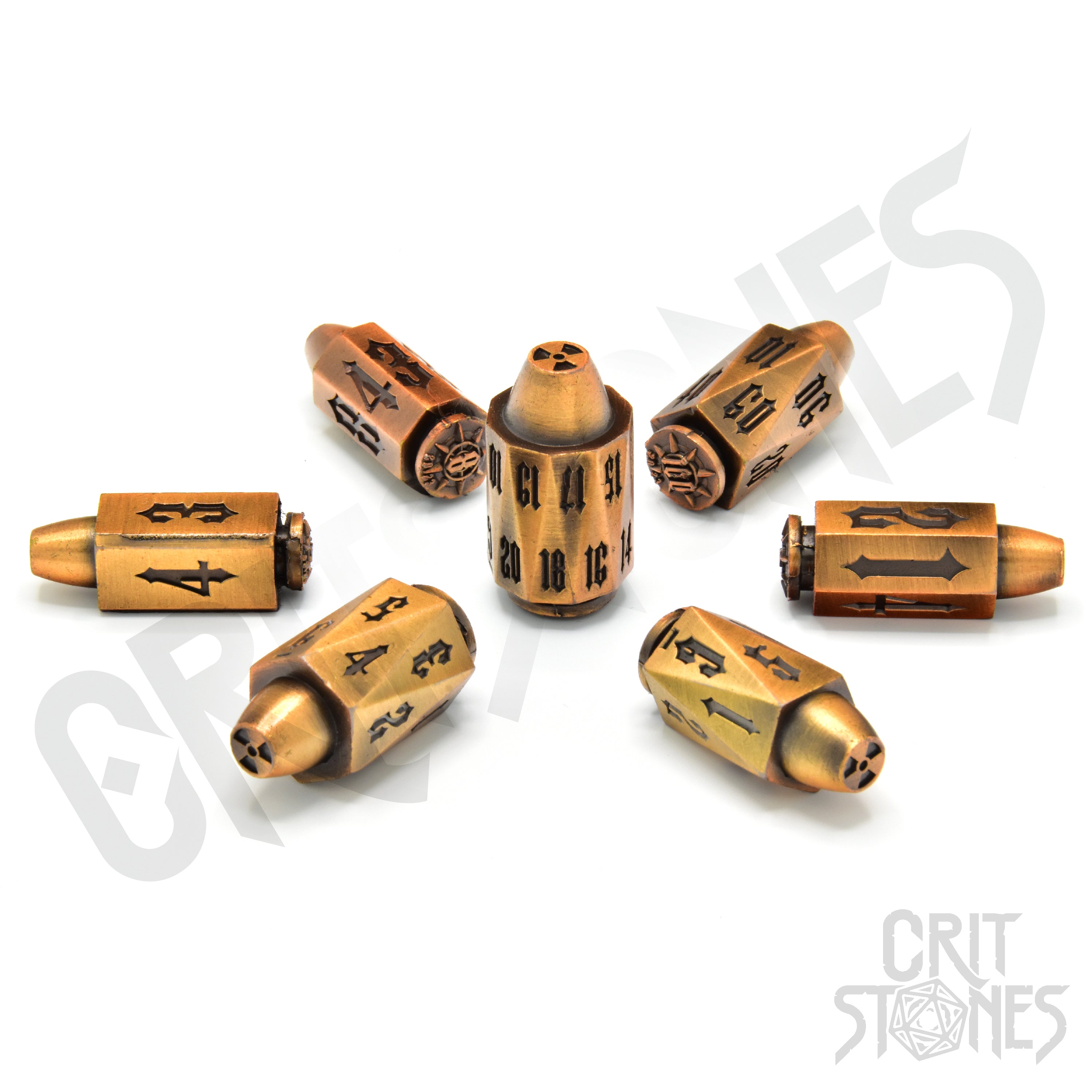 Ballistic Brass Metal RPG Dice Set