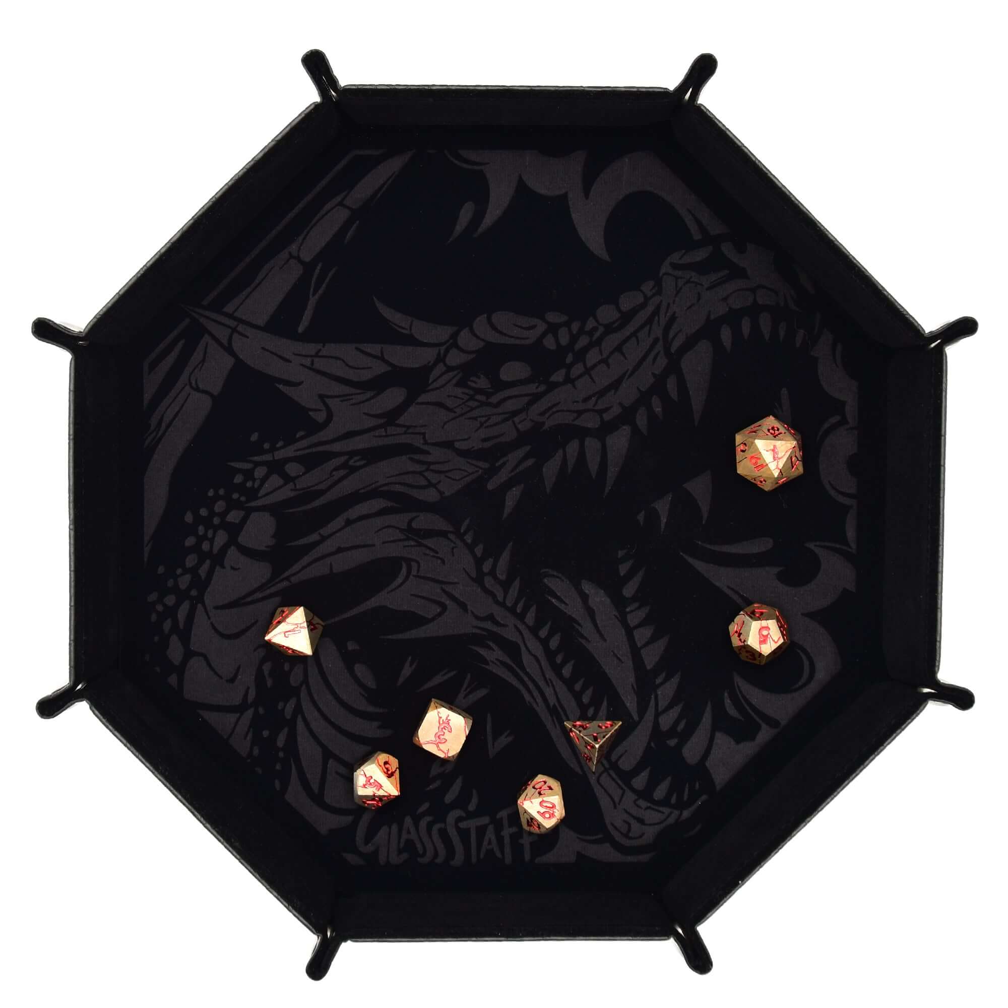 GlassStaff Large Octagonal Foldable Rolling Tray - Dragon Skin