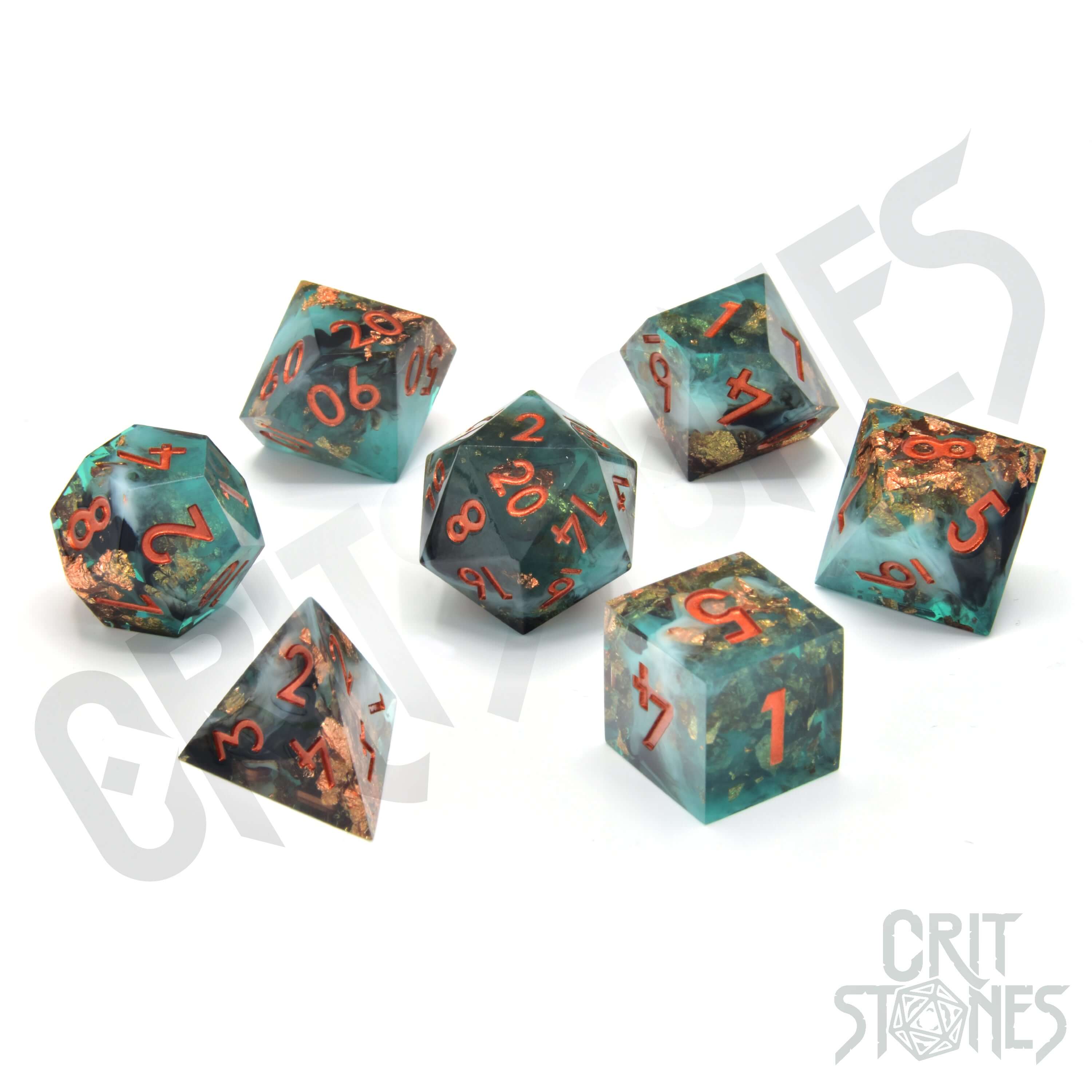 Oceanic Oracle Sharp Edge Resin RPG Dice Set