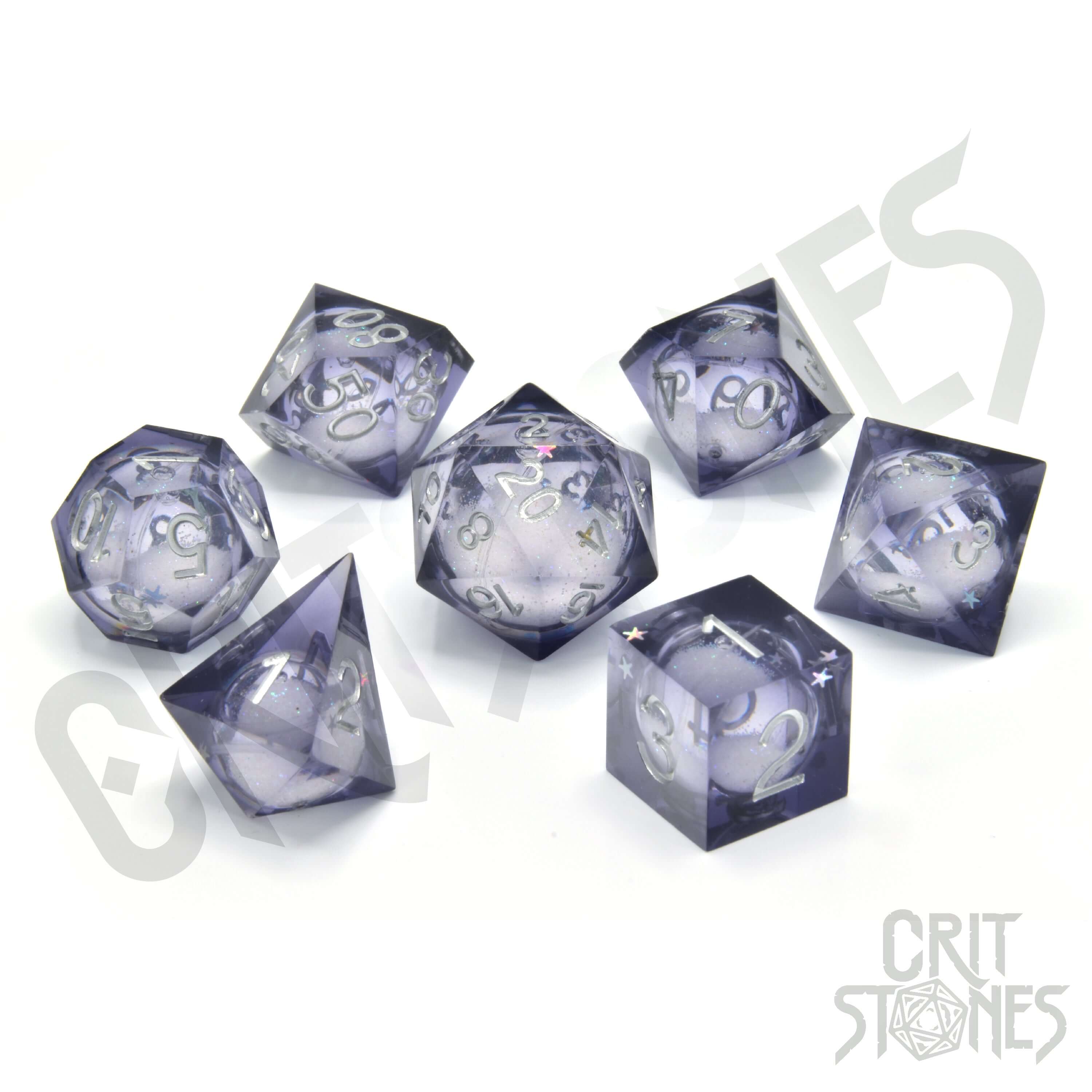 Orbital Tide (silver ink) Liquid Core RPG Dice Set