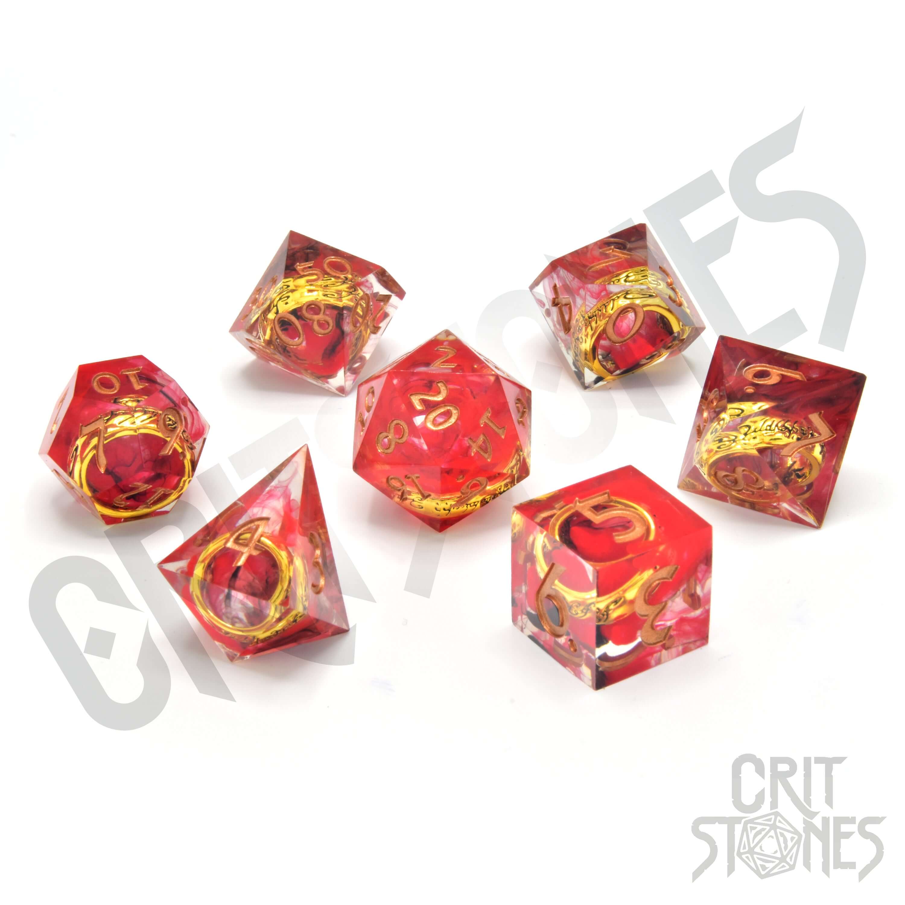 Rings of Power (Gold) Sharp Edge Resin RPG Dice Set