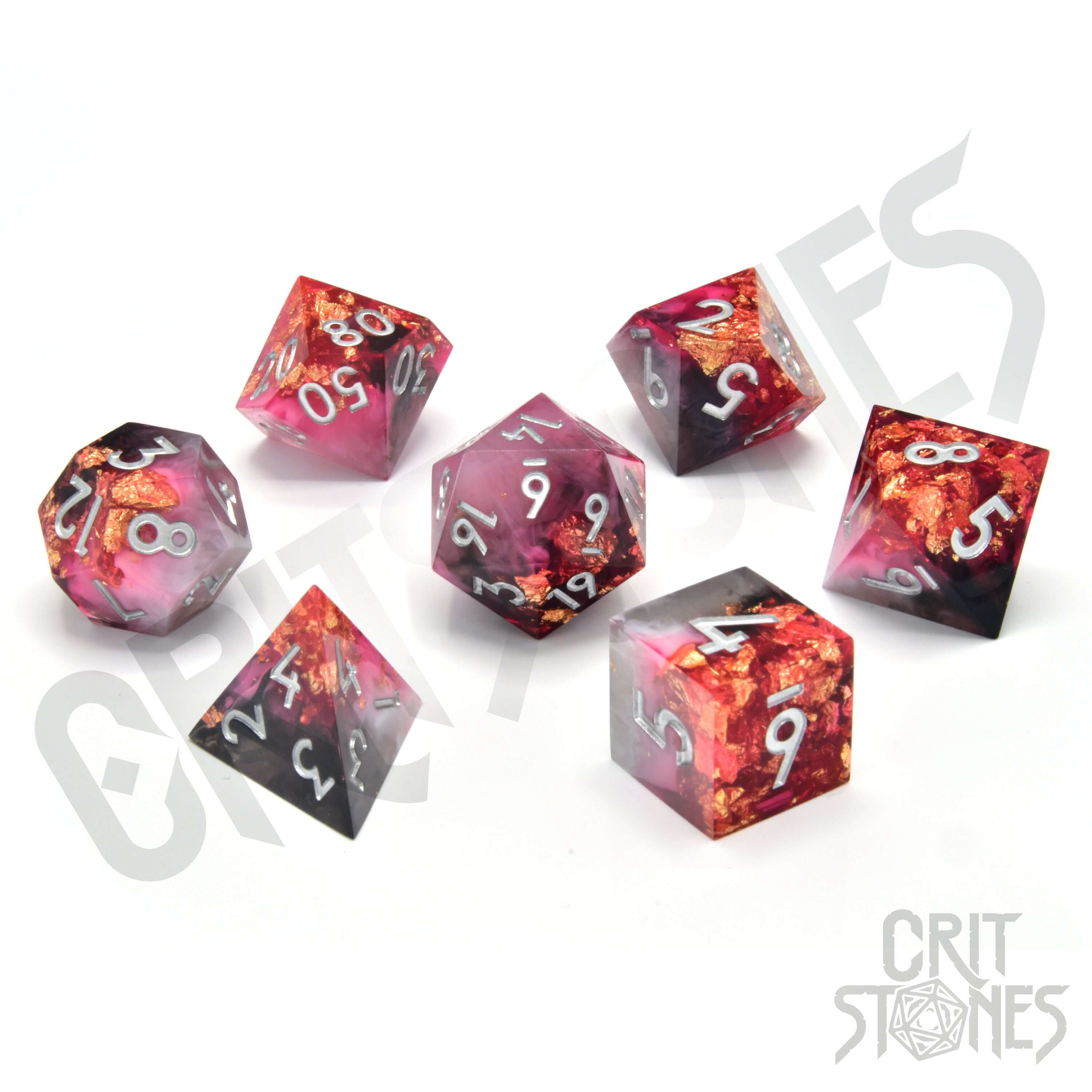 Ruby Rift Sharp Edge Resin RPG Dice Set