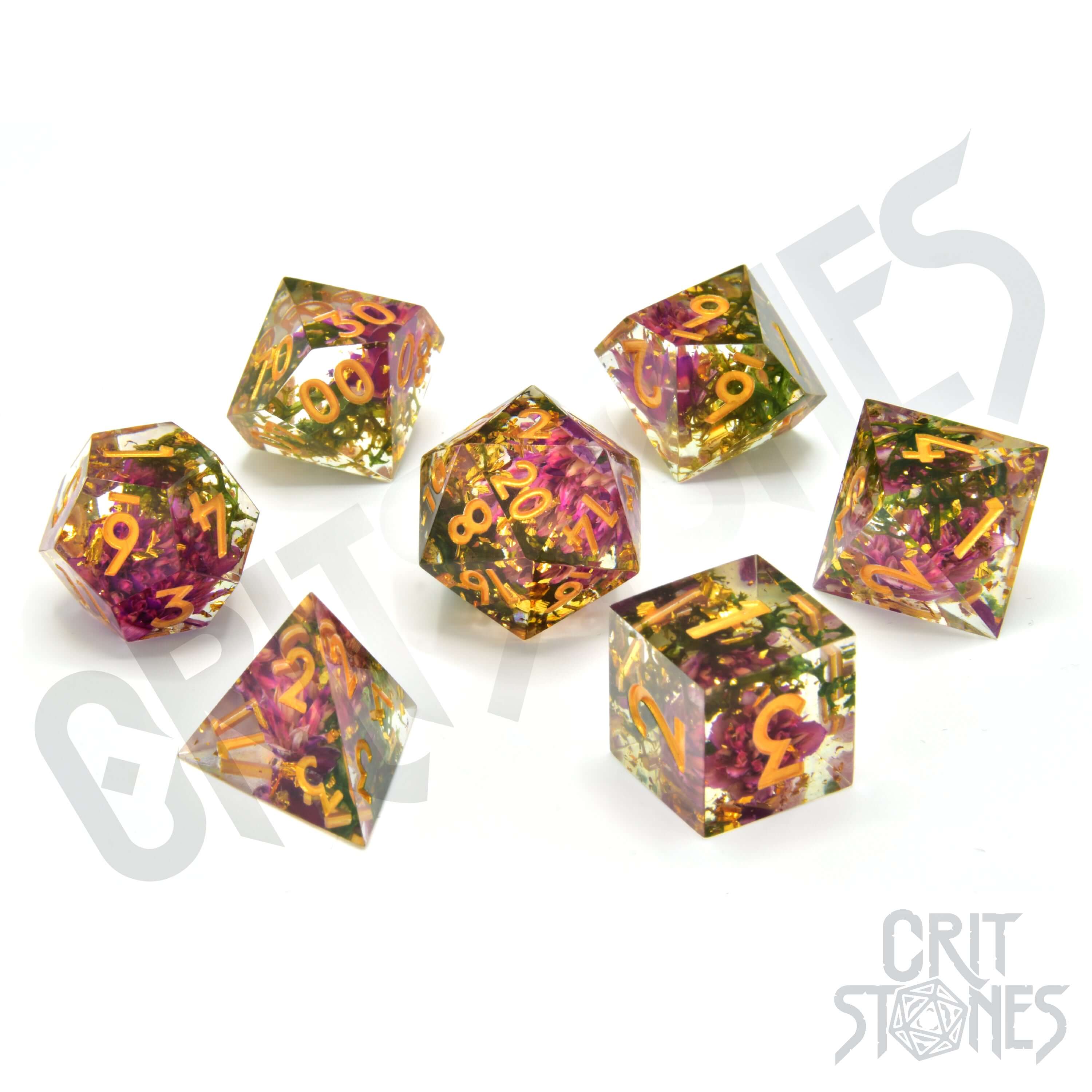 Sunlit Garden Sharp Edge Resin RPG Dice Set